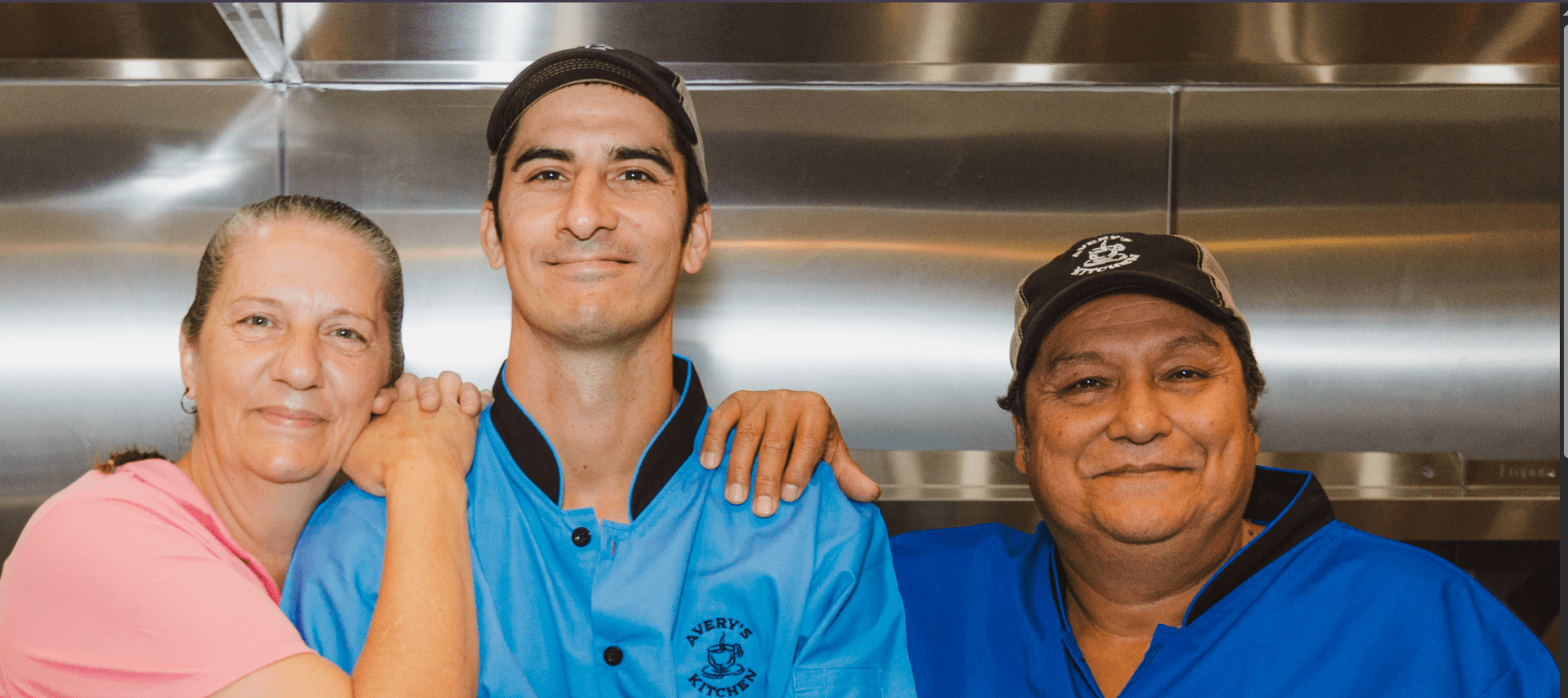 The Hernandez family together in the kitchen at Avery's